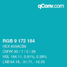 Color code: RGB 9 172 184 | qconv.com