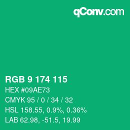 Color code: RGB 9 174 115 | qconv.com