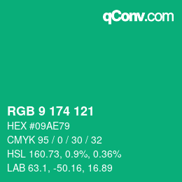 Color code: RGB 9 174 121 | qconv.com