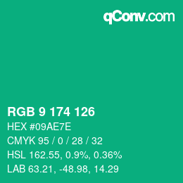 Color code: RGB 9 174 126 | qconv.com