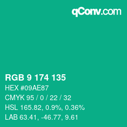 Color code: RGB 9 174 135 | qconv.com