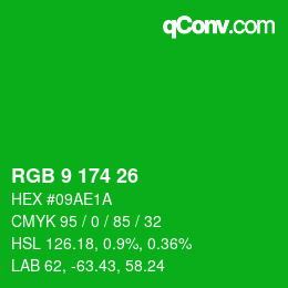 Color code: RGB 9 174 26 | qconv.com