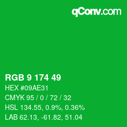 Color code: RGB 9 174 49 | qconv.com