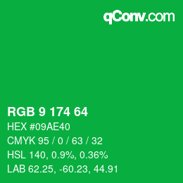 Color code: RGB 9 174 64 | qconv.com