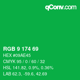 Color code: RGB 9 174 69 | qconv.com