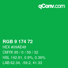Color code: RGB 9 174 72 | qconv.com