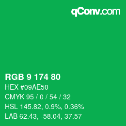 Color code: RGB 9 174 80 | qconv.com