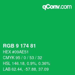Color code: RGB 9 174 81 | qconv.com