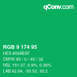 Color code: RGB 9 174 95 | qconv.com