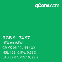 Color code: RGB 9 174 97 | qconv.com