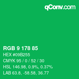 Color code: RGB 9 178 85 | qconv.com