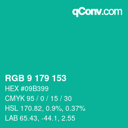 Color code: RGB 9 179 153 | qconv.com