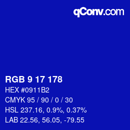 Color code: RGB 9 17 178 | qconv.com