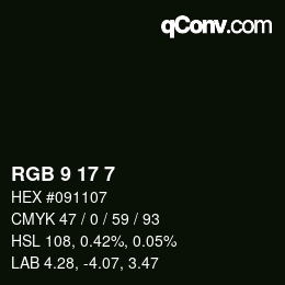 Color code: RGB 9 17 7 | qconv.com