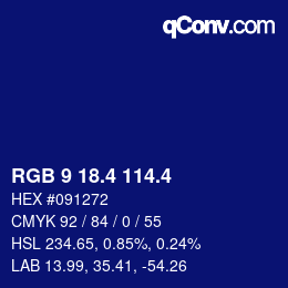 カラーコード: RGB 9 18.4 114.4 | qconv.com