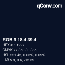 カラーコード: RGB 9 18.4 39.4 | qconv.com