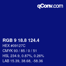 カラーコード: RGB 9 18.8 124.4 | qconv.com