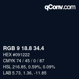 カラーコード: RGB 9 18.8 34.4 | qconv.com