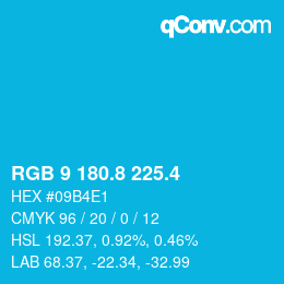 カラーコード: RGB 9 180.8 225.4 | qconv.com
