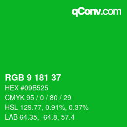 Color code: RGB 9 181 37 | qconv.com