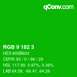 Color code: RGB 9 182 3 | qconv.com