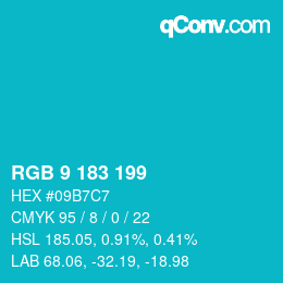 Color code: RGB 9 183 199 | qconv.com