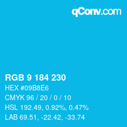 Color code: RGB 9 184 230 | qconv.com