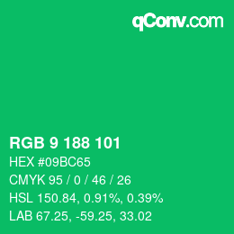 Color code: RGB 9 188 101 | qconv.com