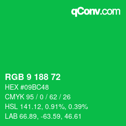 Color code: RGB 9 188 72 | qconv.com