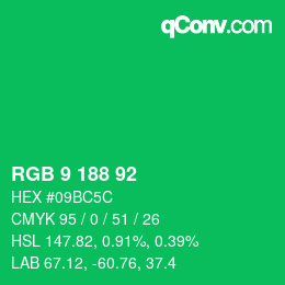 Color code: RGB 9 188 92 | qconv.com