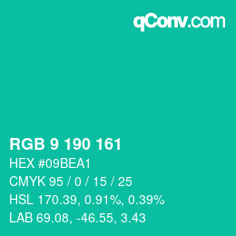 颜色代码: RGB 9 190 161 | qconv.com