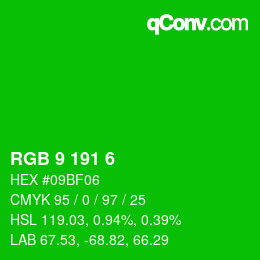 Color code: RGB 9 191 6 | qconv.com