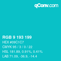 Color code: RGB 9 193 199 | qconv.com