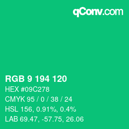 カラーコード: RGB 9 194 120 | qconv.com