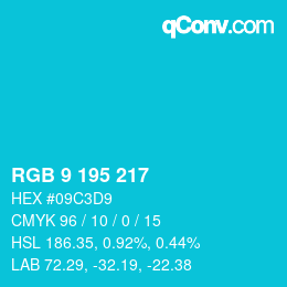 Color code: RGB 9 195 217 | qconv.com