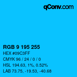 カラーコード: RGB 9 195 255 | qconv.com