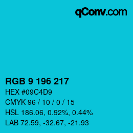 Color code: RGB 9 196 217 | qconv.com