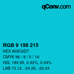 Color code: RGB 9 198 215 | qconv.com