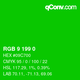 Color code: RGB 9 199 0 | qconv.com