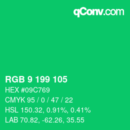 Color code: RGB 9 199 105 | qconv.com