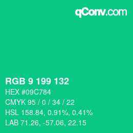 カラーコード: RGB 9 199 132 | qconv.com