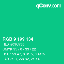 Color code: RGB 9 199 134 | qconv.com