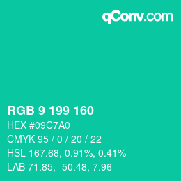 Farbcode: RGB 9 199 160 | qconv.com
