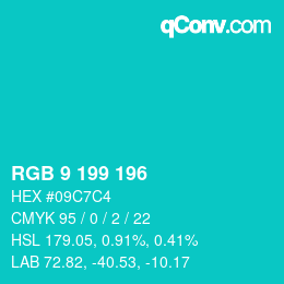 Color code: RGB 9 199 196 | qconv.com