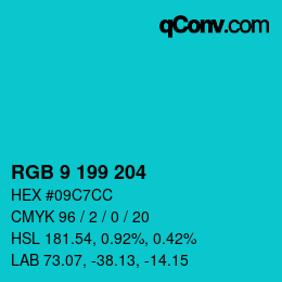 Color code: RGB 9 199 204 | qconv.com