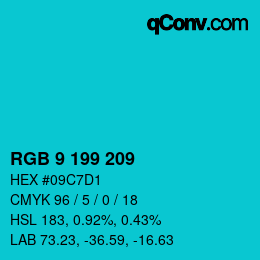 Color code: RGB 9 199 209 | qconv.com