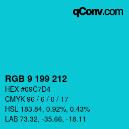 Color code: RGB 9 199 212 | qconv.com