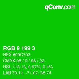 Color code: RGB 9 199 3 | qconv.com