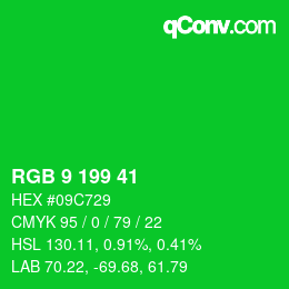 Color code: RGB 9 199 41 | qconv.com