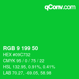 Color code: RGB 9 199 50 | qconv.com